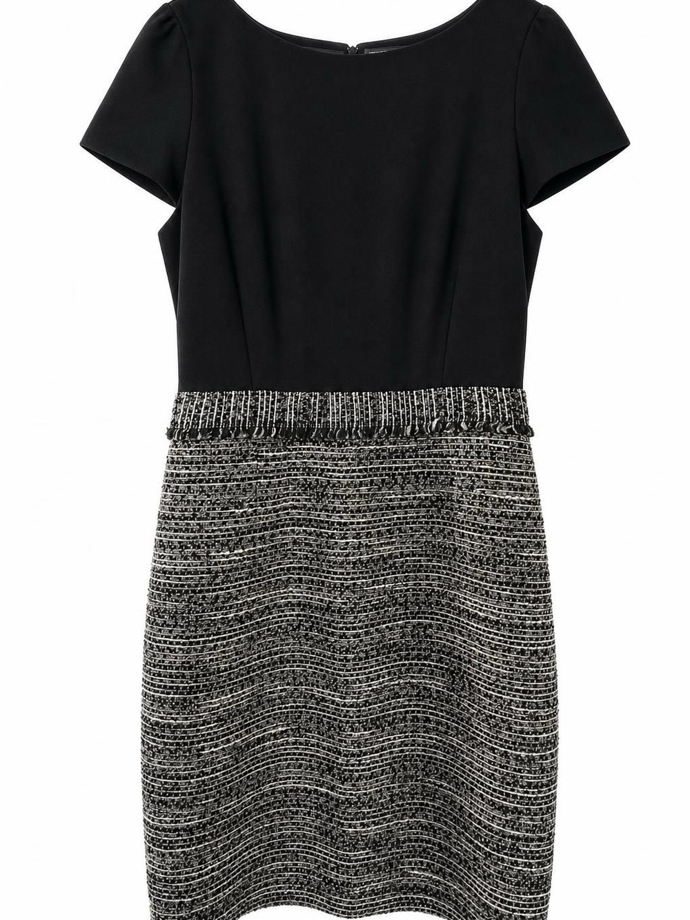 Tahari Black with Grey Tweed Sheath Dress